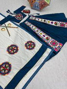 Teal Blue & White Gamathi Work Lehenga Choli Set - BONYHUBSALWAR KAMEEZ