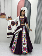 Wine & White Gamathi Work Lehenga Choli Set - BONYHUBSALWAR KAMEEZ