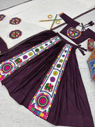 Wine & White Gamathi Work Lehenga Choli Set - BONYHUBSALWAR KAMEEZ