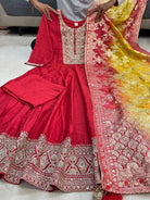Red Chanderi Zari Work Anarkali Suit WIth Banarasi Silk Dupatta - BONYHUBSALWAR KAMEEZ
