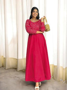 Magenta Roman Silk Sequins Work Anarkali Pant Set Of 2 - BONYHUBSALWAR KAMEEZ