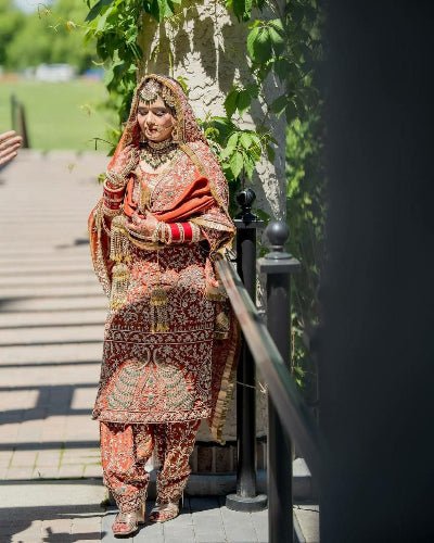 Orange Rich Sequins Embroidery Farshi Suit Set - BONYHUBSALWAR KAMEEZ