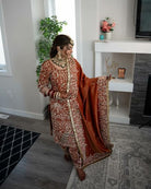 Orange Rich Sequins Embroidery Farshi Suit Set - BONYHUBSALWAR KAMEEZ