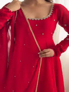Red Georgette Handwork Anarkali Suit Set - BONYHUBSALWAR KAMEEZ