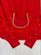Red Georgette Handwork Anarkali Suit Set - BONYHUBSALWAR KAMEEZ