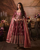 Plum Designer Anarkali Gown with Dupatta Set Of 2 - BONYHUBSALWAR KAMEEZ