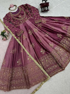 Plum Designer Anarkali Gown with Dupatta Set Of 2 - BONYHUBSALWAR KAMEEZ