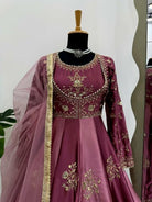 Plum Designer Anarkali Gown with Dupatta Set Of 2 - BONYHUBSALWAR KAMEEZ