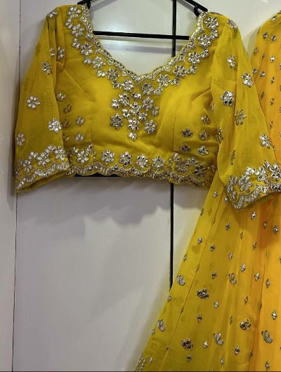 Yellow Designer Embroidery Work Lehenga Choli - BONYHUBSALWAR KAMEEZ