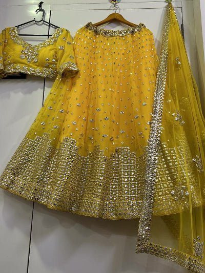 Yellow Designer Embroidery Work Lehenga Choli - BONYHUBSALWAR KAMEEZ