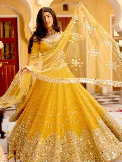 Yellow Designer Embroidery Work Lehenga Choli - BONYHUBSALWAR KAMEEZ