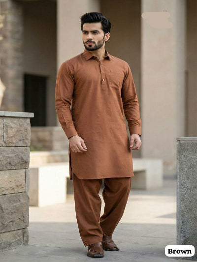 Men Pathani Cotton Kurta With Bottom