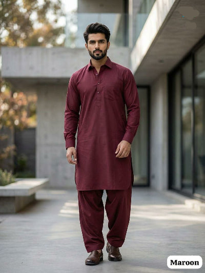 Men Pathani Cotton Kurta With Bottom