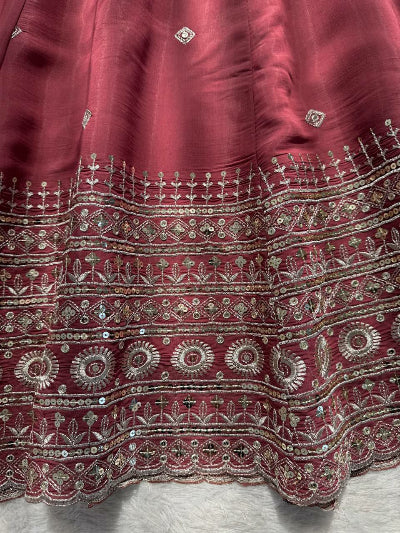 Deep Mauve Dusty Chanderi Silk Anarkali Suit
