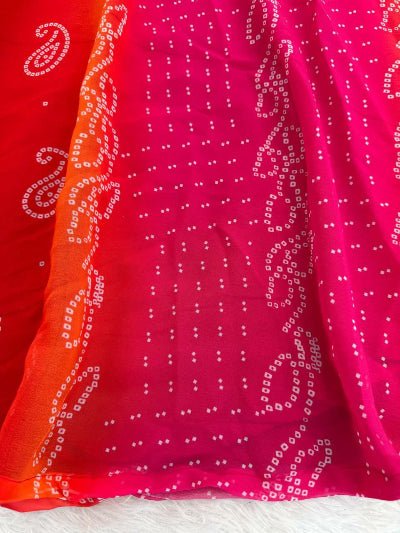 Pink &amp; Orange Georgette Bandhani Print Anarkali Suit - BONYHUBSALWAR KAMEEZ