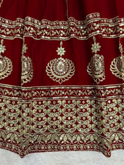 Red Georgette Gold Embroidery Work Anarkali Suit - BONYHUBSALWAR KAMEEZ