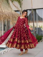 Maroon Georgette Embroidery Full Sleeves Anarkali Suit - BONYHUBSALWAR KAMEEZ