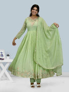 Pastel Green Georgette Embroidery work Anarkali Suit - BONYHUBSALWAR KAMEEZ