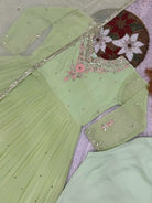 Pastel Green Georgette Embroidery work Anarkali Suit - BONYHUBSALWAR KAMEEZ