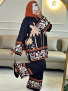 Black Digital Print Kurti Palazzo Set Of 2 - BONYHUBSALWAR KAMEEZ