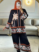 Black Digital Print Kurti Palazzo Set Of 2 - BONYHUBSALWAR KAMEEZ