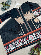 Black Digital Print Kurti Palazzo Set Of 2 - BONYHUBSALWAR KAMEEZ