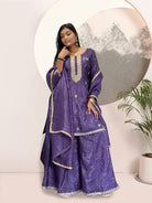 Purple Crush Silk Embroidery Sharara Palazzo Suit - BONYHUBSALWAR KAMEEZ