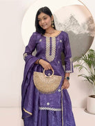 Purple Crush Silk Embroidery Sharara Palazzo Suit - BONYHUBSALWAR KAMEEZ