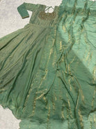 Pista Green Long Embroidered Gown Dupatta Set Of 2 - BONYHUBSALWAR KAMEEZ