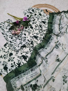 Green White Printed Silk Blend Salwar Suit Set - BONYHUBSALWAR KAMEEZ