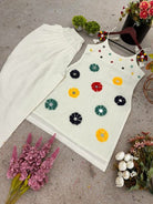 Off White Khadi Cotton Mirror Khatli Work Punjabi Dhoti Kurti Set Of 2 - BONYHUBSALWAR KAMEEZ