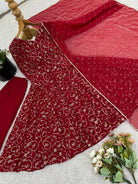 Maroon Georgette Embroidery Flair Anarkali Suit Set - BONYHUBSALWAR KAMEEZ