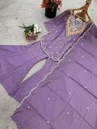 Lilac Simar Silk Embroidered Gharara Suit Set - BONYHUBSALWAR KAMEEZ