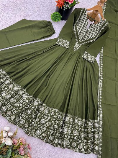 Designer Roman Silk Anarkali with Sequence Dupatta - BONYHUBSALWAR KAMEEZ