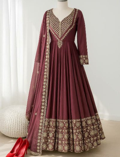 Designer Roman Silk Anarkali with Sequence Dupatta - BONYHUBSALWAR KAMEEZ