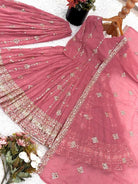 Pink Crunchy Silk Embroidered Anarkali Suit Set - BONYHUBSALWAR KAMEEZ