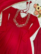 Beautiful Red Georgette Embroidered Anarkali Suit Set - BONYHUBSALWAR KAMEEZ