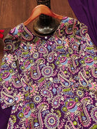 Purple Tapeta Silk Embroidered Mirror Work Sharara Suit - BONYHUBSALWAR KAMEEZ