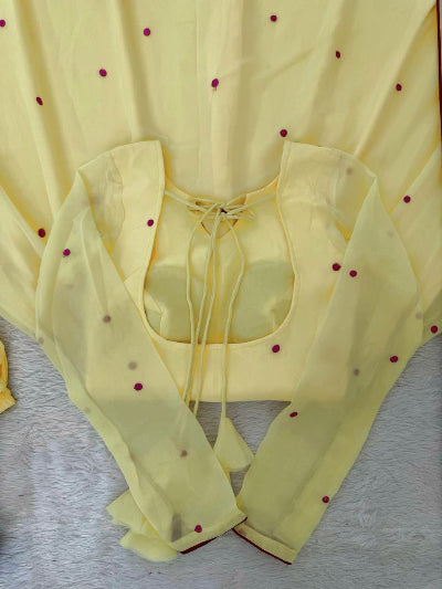 Butter Yellow Georgette Embroidered Anarkali Suit for Women