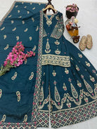 Designer Chinon Silk Embroidery Sequins Sharara Suit - BONYHUBSALWAR KAMEEZ