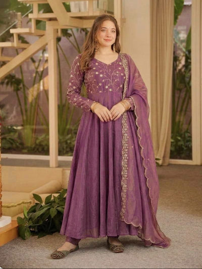 Dusty Mauve Purple Anarkali Suit UK | Women&