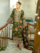 Green Chinon Silk Floral Embroidered Straight Suit Set - BONYHUBSALWAR KAMEEZ
