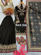 Black Georgette Gold Embroidered Sharara Palazzo Suit - BONYHUBSALWAR KAMEEZ
