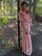 Baby Pink Georgette Embroidery Moti Work Sharara Suit - BONYHUBSALWAR KAMEEZ