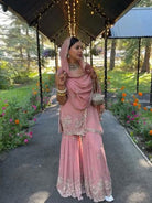 Baby Pink Georgette Embroidery Moti Work Sharara Suit - BONYHUBSALWAR KAMEEZ