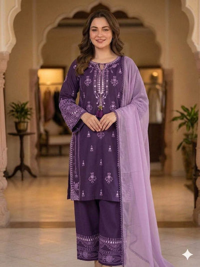 Purple Embroidered Palazzo Suit Set for Women | Asian Ethnic Wear UK