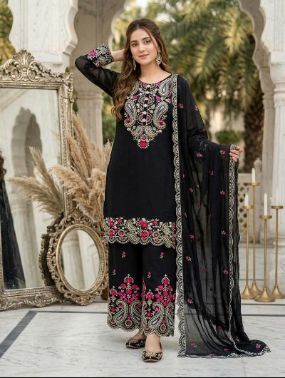 Black Embroidered Palazzo Suit | Asian Ethnic Wear UK