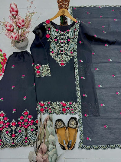 Black Embroidered Palazzo Suit | Asian Ethnic Wear UK