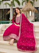 Maroon Vichitra Silk Embroidery Work Anarkali Suit - BONYHUBSALWAR KAMEEZ