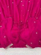Hot Pink Georgette Ethnic Embroidered Anarkali Suit Set - BONYHUBSALWAR KAMEEZ